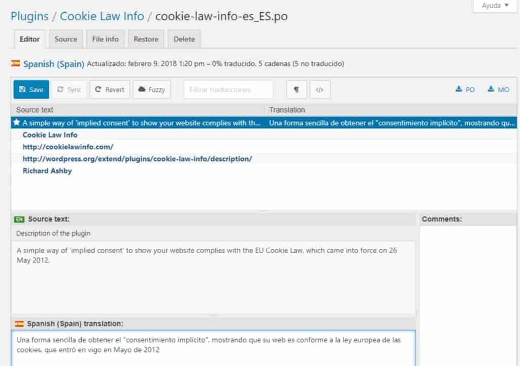 Traducción de un plugin de wordpress